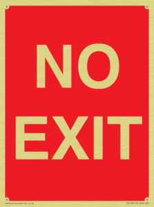 NO EXIT red background